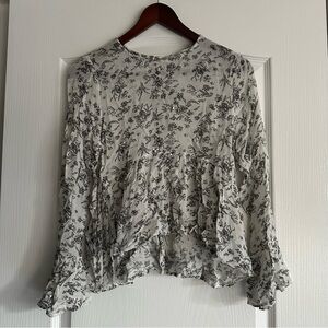 Zara Basics High Neck Floral Chiffon Top